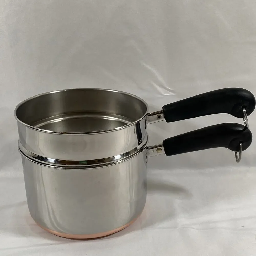 Revere Ware 3 Qt Saucepan W/ Lid & Steamer Copper Bottom Stainless Steel Clinton